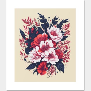 4th of July - Floral in Flag Colors Posters and Art